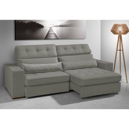 Sofá Londres Retrátil e Reclinável 2 Módulos Premium Veludo Grafite 2,70m - 1