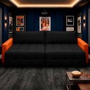 Ver imagem 4 de Sofá Retrátil Reclinável Living Cinema Linho/Corino 226cm Átrio – Paraná Metal:Preto