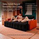 Ver imagem 3 de Sofá Retrátil Reclinável Living Cinema Linho/Corino 226cm Átrio – Paraná Metal:Preto