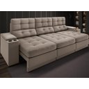 Ver imagem 1 de Sofá com Porta Copos e Carregador Usb Eureka 2,30m Assento Retrátil e Reclinável Velosuede