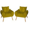Ver imagem 1 de Kit 2 Poltronas Decorativas Opala Suede Amarelo MV Estofados