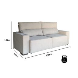 Sofá Estofado Macio Retrátil Reclinável em Boucle 2 Lugares:off White - 4
