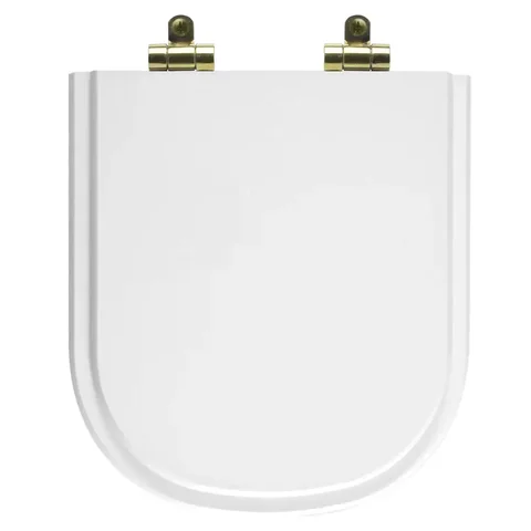 Tampa de Vaso Poliéster Com Amortecedor Vogue Plus Branco para bacia Deca com Ferragem Dourada