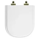 Ver imagem 1 de Tampa de Vaso Poliéster Com Amortecedor Vogue Plus Branco para bacia Deca com Ferragem Dourada