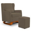Ver imagem 1 de Poltrona de Amamentação e Descanso Zoe com Base Balanço e Puff Suede Capuccino - Desk Design