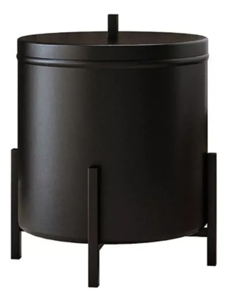 Lixeira de Banheiro/cozinha Level Preta Metal Decorativa - Harmônica Móveis