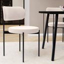 Ver imagem 2 de Cadeira Decorativa Estofada para Sala de Jantar Louvre L02 Suede Bege - Lyam Decor