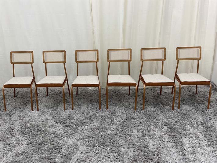Conjunto 6 Cadeiras de Jantar Areia Luiza Tela Al Rose - 4