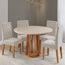 Ver imagem 2 de Mesa de Jantar 4 Lugares Kalen com Vidro Mel/Off White/Marfim - Viero Móveis
