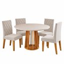 Ver imagem 1 de Mesa de Jantar 4 Lugares Kalen com Vidro Mel/Off White/Marfim - Viero Móveis