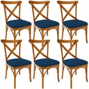 Ver imagem 1 de Kit 06 Cadeiras Para Sala de Jantar e Estar Living Estofada Ávila L02 Suede Azul Marinho - Lyam Lyam