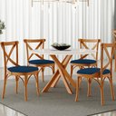 Ver imagem 2 de Kit 06 Cadeiras Para Sala de Jantar e Estar Living Estofada Ávila L02 Suede Azul Marinho - Lyam Lyam