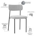 Ver imagem 4 de Cadeira Decorativa Estofada para Sala de Jantar Melina L02 Bouclê Cinza - Lyam Decor