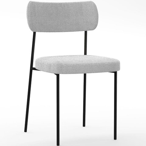 Cadeira Decorativa Estofada para Sala de Jantar Melina L02 Bouclê Cinza - Lyam Decor