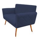 Ver imagem 1 de Namoradeira Decorativa Sabrina Suede Azul Marinho Pés Madeira Ms Decor