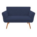 Ver imagem 2 de Namoradeira Decorativa Sabrina Suede Azul Marinho Pés Madeira Ms Decor