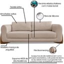 Ver mais imagens de Sofa Jolie 3 Lugares 230cm Pes Boomerang Linho 215 Areia Ezz Areia