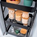 Ver imagem 5 de Fruteira Estante Carrinho Organizador Multiuso Dobrável com Rodinhas 3 Prateleiras - Casambiente