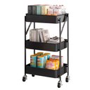 Ver imagem 2 de Fruteira Estante Carrinho Organizador Multiuso Dobrável com Rodinhas 3 Prateleiras - Casambiente