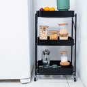Ver imagem 6 de Fruteira Estante Carrinho Organizador Multiuso Dobrável com Rodinhas 3 Prateleiras - Casambiente