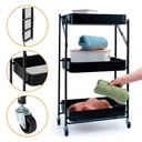 Ver imagem 4 de Fruteira Estante Carrinho Organizador Multiuso Dobrável com Rodinhas 3 Prateleiras - Casambiente