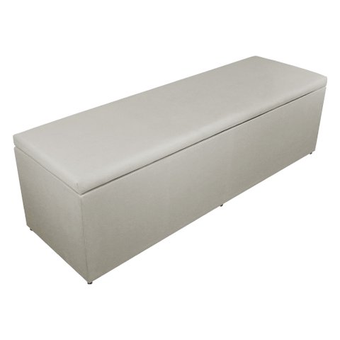 Calçadeira Recamier Baú Casal King 195cm Eva Suede Bege - DS Estofados