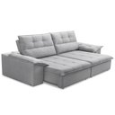 Ver imagem 5 de Sofá Retrátil Reclinável 3 Lugares Sala de Estar 225cm Camões F04 Linho Cinza - Lyam Decor