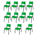 Ver imagem 2 de Kit 11 Cadeiras Iso Fixa Empilhável Escola Igreja Salão:verde