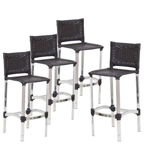 4 Banquetas Madri em Alumínio para Edícula, Cozinha, Balcão, Área Trama Original