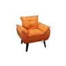 Kit 02 Poltrona/cadeira Decorativa Glamour Laranja Linho com Pés Quadrado Laranja - 2