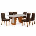 Ver imagem 2 de Mesa de Jantar Carolina 180cm Tampo MDF Vidro Canto Copo com 6 Cadeiras Carolina