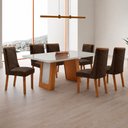 Ver imagem 1 de Mesa de Jantar Carolina 180cm Tampo MDF Vidro Canto Copo com 6 Cadeiras Carolina
