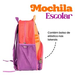 Mochila Infantil Escolar com Alças Animais Diversão Cor:gato Marrom - 7