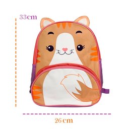 Mochila Infantil Escolar com Alças Animais Diversão Cor:gato Marrom - 6