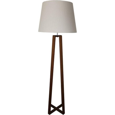 Luminaria de Chão Cassville Cupula Tecido Cru e Base Madeira Mel 175 Cm - 72262