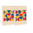 Ver imagem 1 de Quadro Decorativo Bauhaus Abstrato Moderno em 2 Telas com Moldura Filete