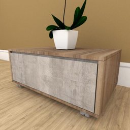 Mesa de centro moderna preto com amadeirado escuro - 1
