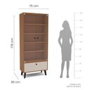 Ver imagem 3 de Cristaleira 2 Portas de Vidro 1 Gaveta 4 Prateleiras 75cm Creme Freijó Londres Marrom