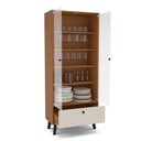 Ver imagem 4 de Cristaleira 2 Portas de Vidro 1 Gaveta 4 Prateleiras 75cm Creme Freijó Londres Marrom