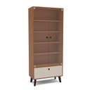 Ver imagem 2 de Cristaleira 2 Portas de Vidro 1 Gaveta 4 Prateleiras 75cm Creme Freijó Londres Marrom