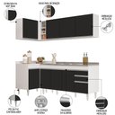 Ver imagem 3 de Armário de Cozinha Modulado de Canto Direito 4 Peças Cp42 com Pia Inox Branco/preto - Lumil Lumil Mó