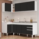 Ver imagem 2 de Armário de Cozinha Modulado de Canto Direito 4 Peças Cp42 com Pia Inox Branco/preto - Lumil Lumil Mó