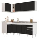 Ver imagem 1 de Armário de Cozinha Modulado de Canto Direito 4 Peças Cp42 com Pia Inox Branco/preto - Lumil Lumil Mó