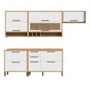 Ver imagem 3 de Cozinha Completa Modulada 100% MDF 5 Peças 8 Portas 5 Gavetas e Vidro 280cm Vicenza Espresso Móveis Branco/Amêndoa/Brilho