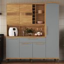 Ver imagem 2 de Cozinha Compacta Touriga 6 Portas 1 Gaveta 100% Mdf com Vidro Amêndoa/cinza - Rio Doce