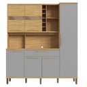 Ver imagem 1 de Cozinha Compacta Touriga 6 Portas 1 Gaveta 100% Mdf com Vidro Amêndoa/cinza - Rio Doce