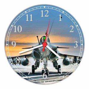 Relógio De Parede Avião Caçã Decoração Salas Quartz