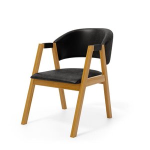 Cadeira Leticia Madeira Maciça Estofada para Mesa de Jantar Courino Preto 503