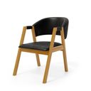 Ver imagem 1 de Cadeira Leticia Madeira Maciça Estofada para Mesa de Jantar Courino Preto 503