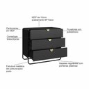 Ver imagem 5 de Cômoda 3 Gavetas 90cm com Puxadores Orgânicos e Pés em Metal Cor:nero com Preto